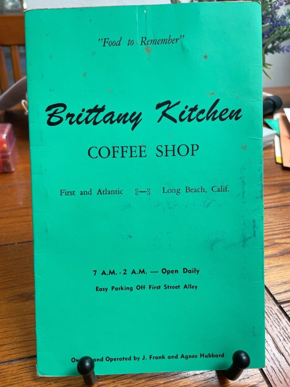Vintage Brittany Kitchen Coffee Shop Menu Long Beach Calif Retro Diner Memorabil